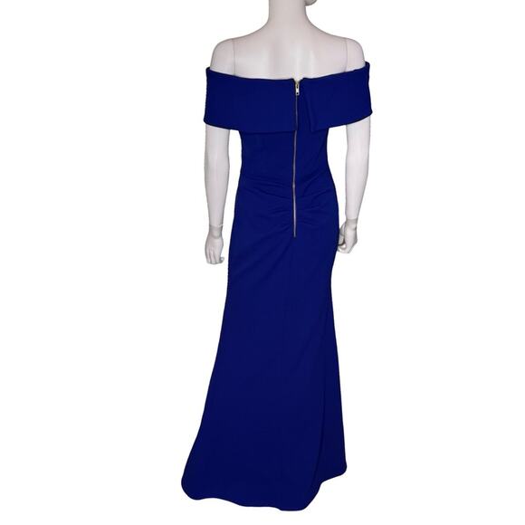 AQUA Off-the-Shoulder Scuba Crepe Gown Blue Women’s Sz 6 - Picture 4 of 8